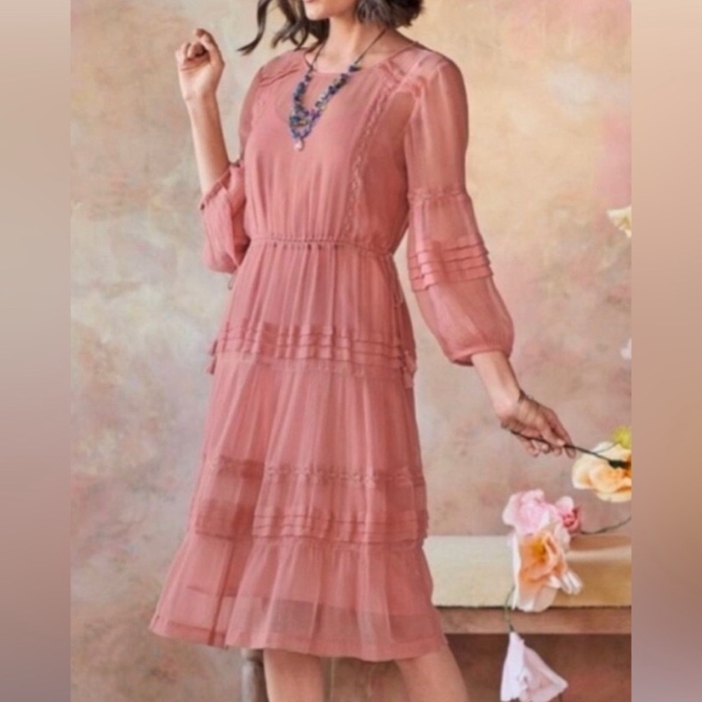 Sundance Elegant Pink Chiffon Dress